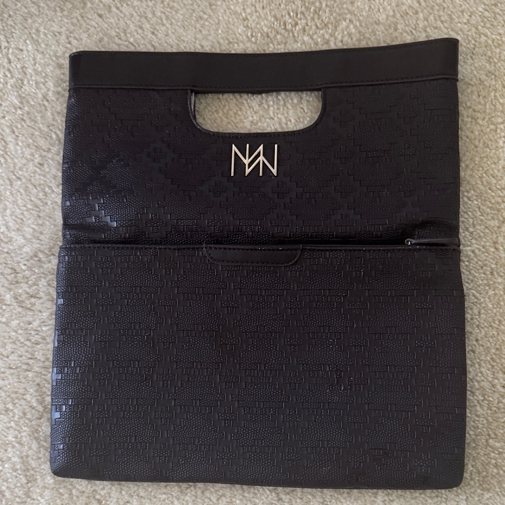 Chic Black Clutch with Textured Design